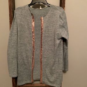 Teal green long open cardigan size Large